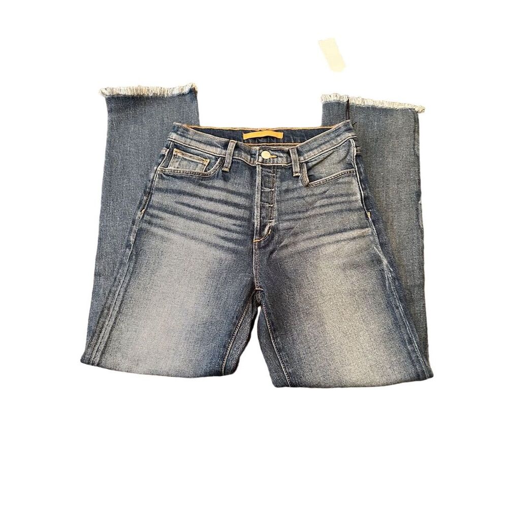 Joe's Jeans Women's High Rise Straight Jeans Blue Size 25 Raw Hem Buttonfly